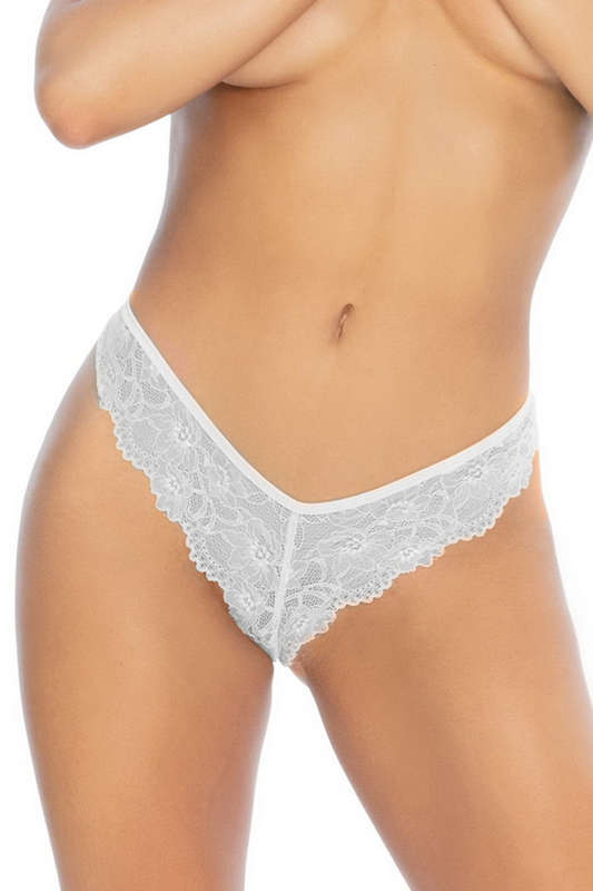 White Floral Lace G-String