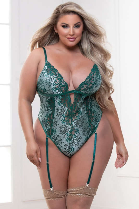 Plus Size Green Champagne Wishes Cross Dye Teddy