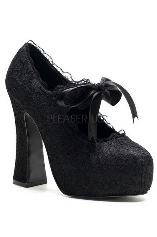 Black Gothic Block Lace Heel