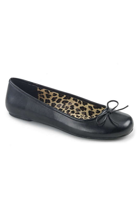 Black Faux Leather Ballet Flats