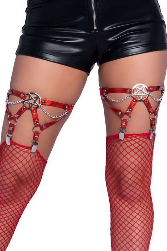 Pentagram Studded Leg Garters