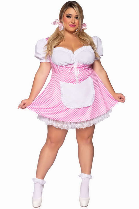 Plus Size Gingham Beer Girl Costume Dress
