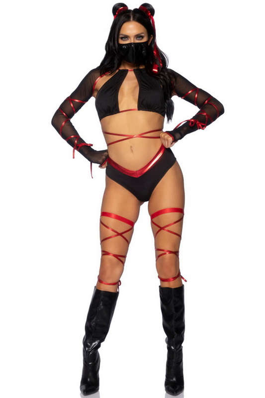 Black & Red Ninja Warrior Halloween Costume