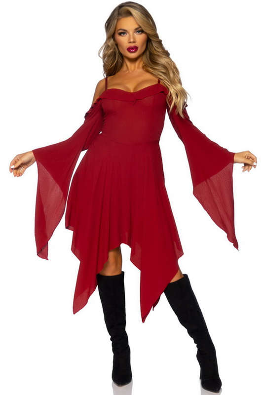 Burgundy Costume Peasant Dress