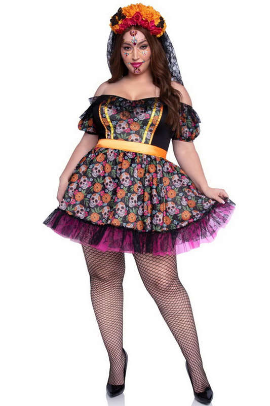 Plus Size Marigold Catrina Sugar Skull Costume