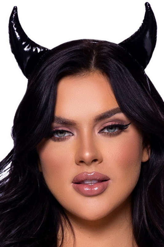 Black Vinyl Devil Horn Headband