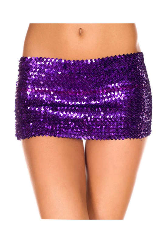 Purple Sequined Mini Skirt