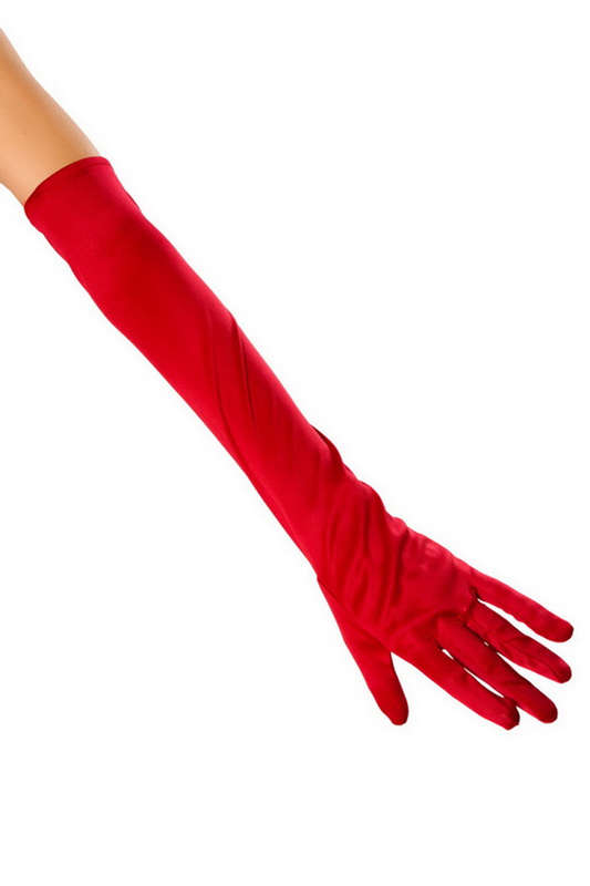 Red Stretch Satin Gloves