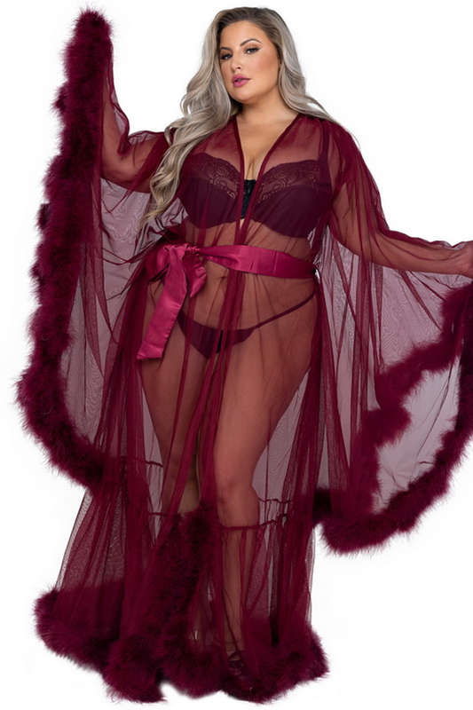 Plus Size Merlot Hollywood Glam Luxury Robe