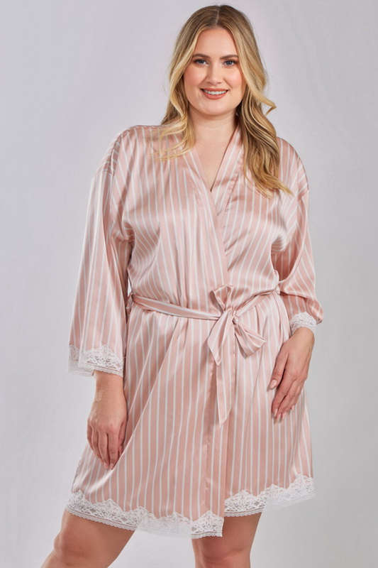 Plus Size Pinstripe Me Down Robe