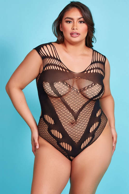 Plus Size Black Come On Over Lingerie Teddy