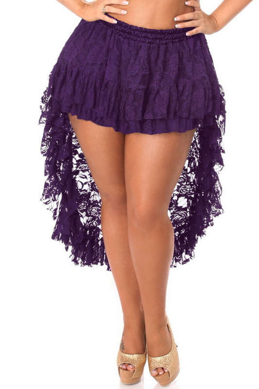 Plus Size Plum Short High Low Lace Skirt