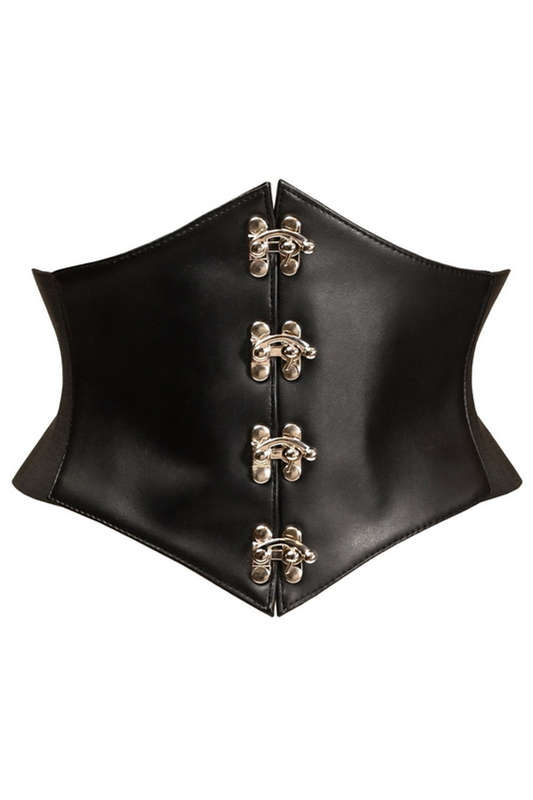 Plus Size Lavish Faux Leather Black Waist Cincher