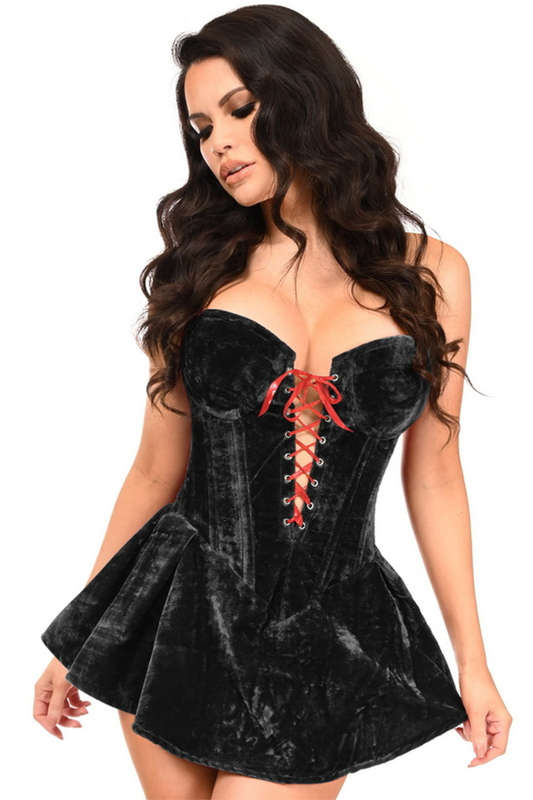 Plus Size Top Drawer Black Velvet Corset Dress