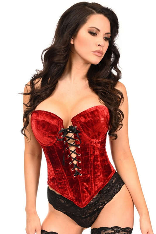 Top Drawer Dark Red Velvet Corset