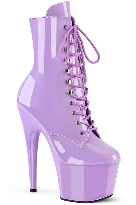7" Stiletto Heel Lavender Patent Ankle Boots
