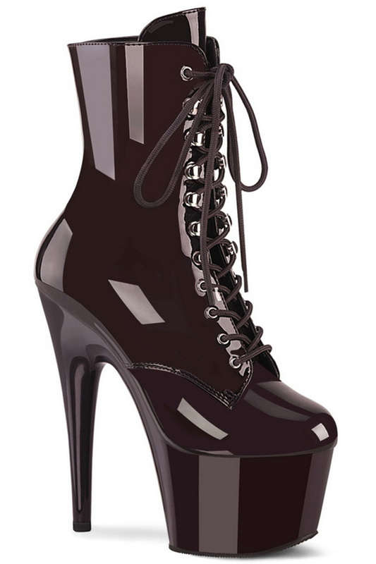 7" Stiletto Heel Coffee Patent Ankle Boots