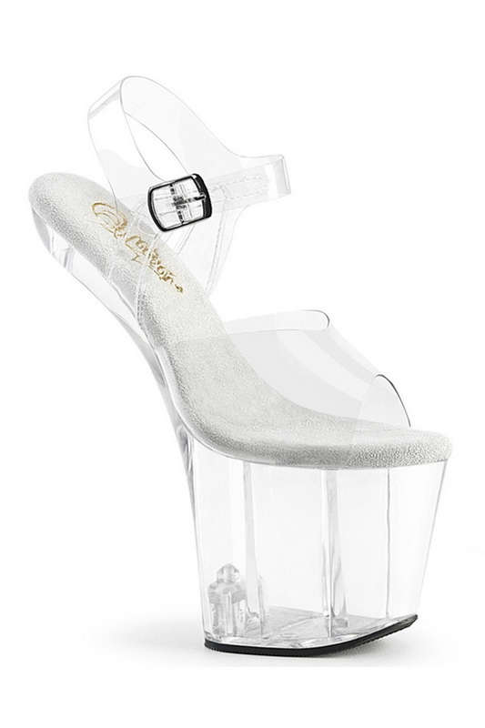 8" Heelless Clear Ankle Strap Sandals