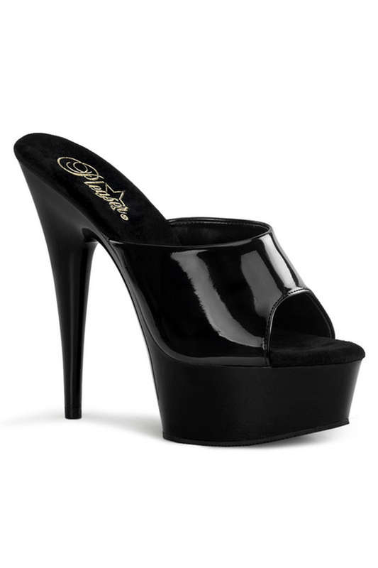 6" Black Patent Open Toe Heels