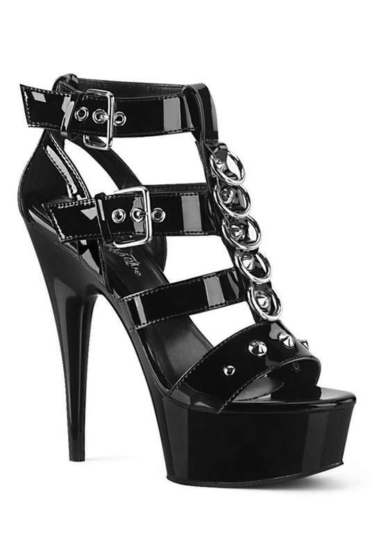 Black Patent Fierce Buckle Stiletto Heels