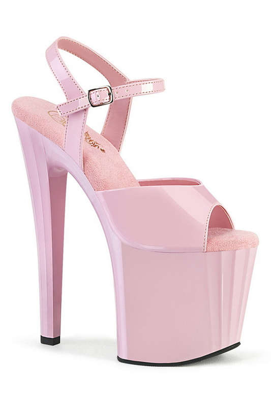 7 1/2" Baby Pink Patent Prismatic Ankle Strap Sandals