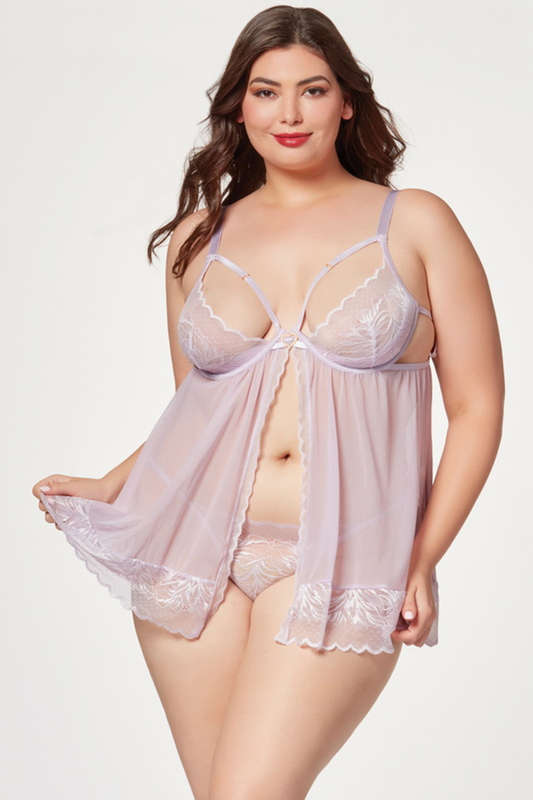 Plus Size Lavender House Of Hearts Lingerie Babydoll