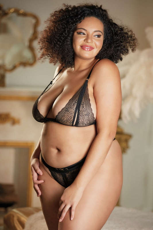 Plus Size Black Starr Peek-A-Boo Bra & Panty