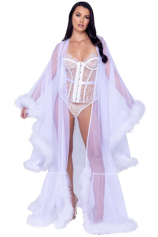 White Hollywood Glam Luxury Lingerie Robe