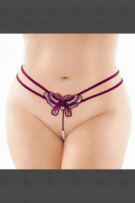 Plus Size Zinnia Butterfly Pearl G-String