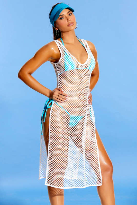White Crochet Cover Up Beach Dress