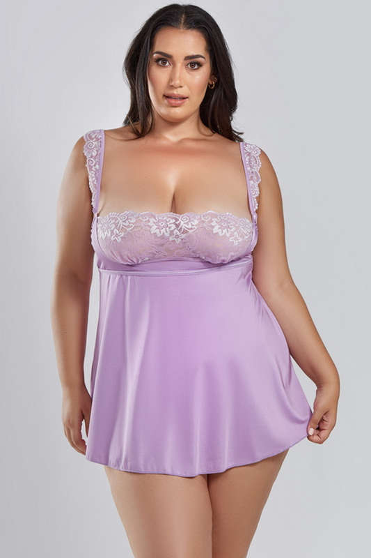 Plus Size Lilac Faye Lingerie Babydoll