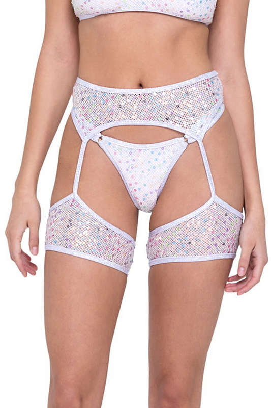 Dreamy White Sequin Garter Belt