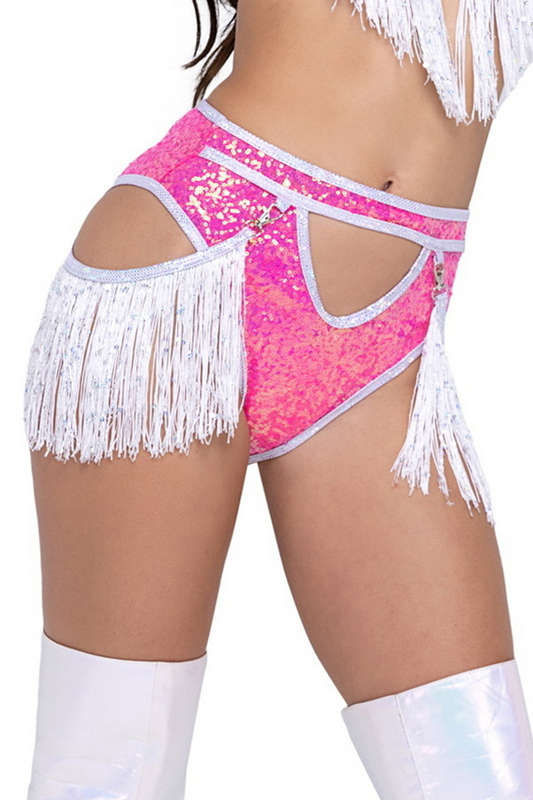 Wonderland Pink Sequin High Waisted Shorts