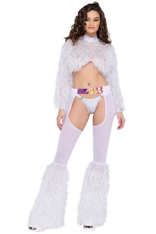 Lets Dance White Faux Fur Top