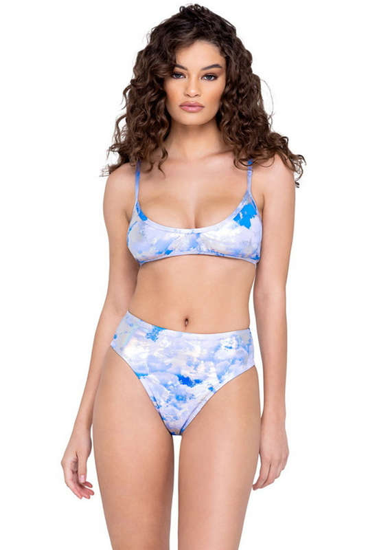 Cloud Print Blue & White Top