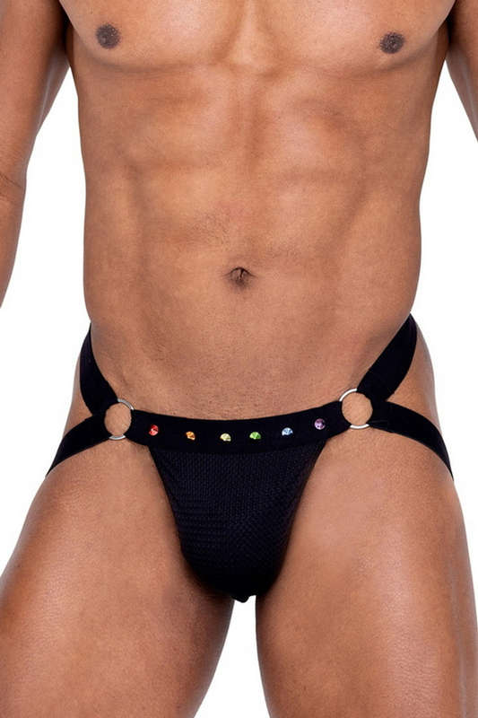Men's Black Studded Pride Jock Strap