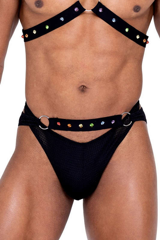 Men's Black Criss-Cross Pride Briefs