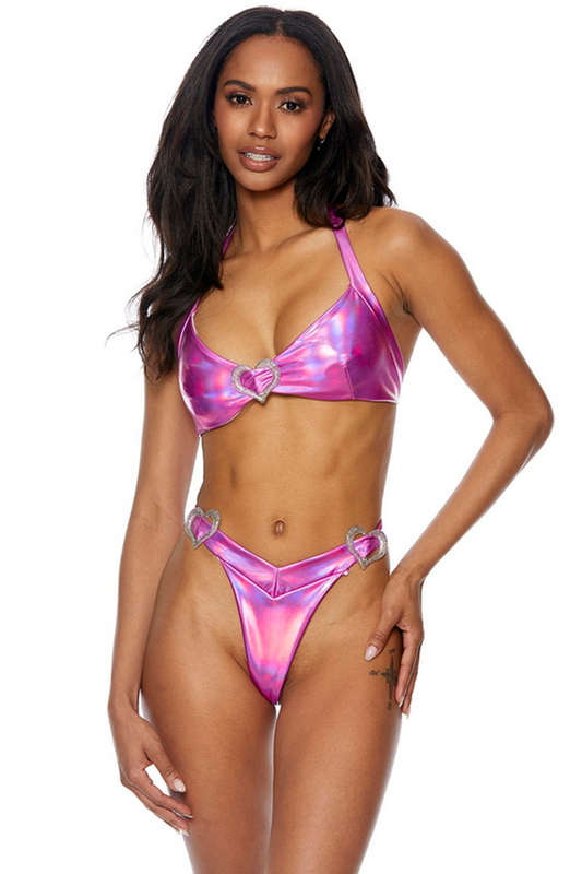 Fuchsia It's Not Over Halter Bra & Panty