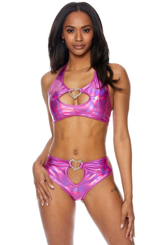 Fuchsia It's Not Over Halter Top & Bottom