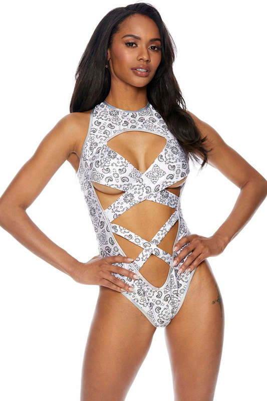 White Bandana Teddy Romper