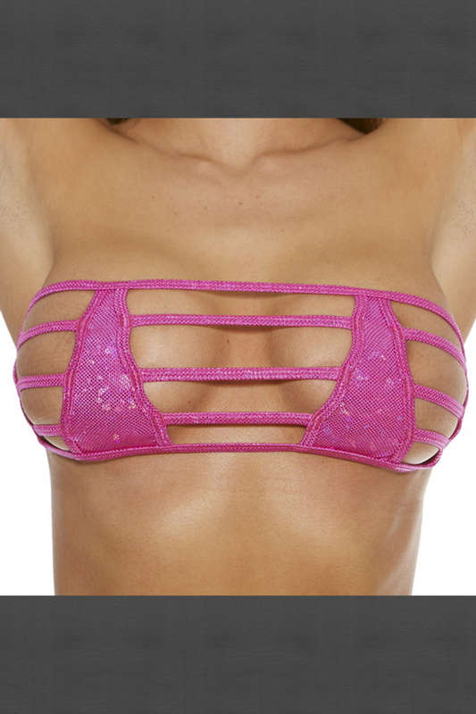 Fuchsia Mini Sequined Bandeau Top