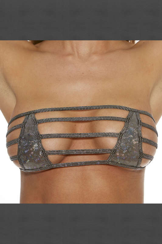 Black Mini Sequined Bandeau Top