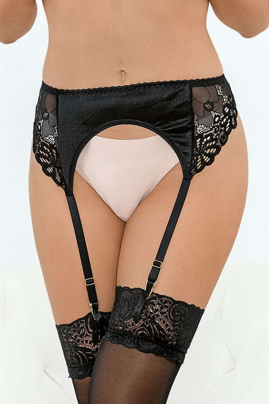 Lace & Satin High Hip Garterbelt
