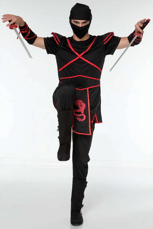 Men's Black & Red Ruthless Ninja Halloween Costume