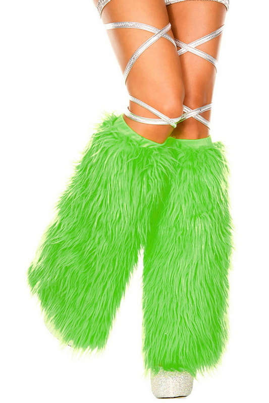 Kelly Green Faux Fur Leg Warmers