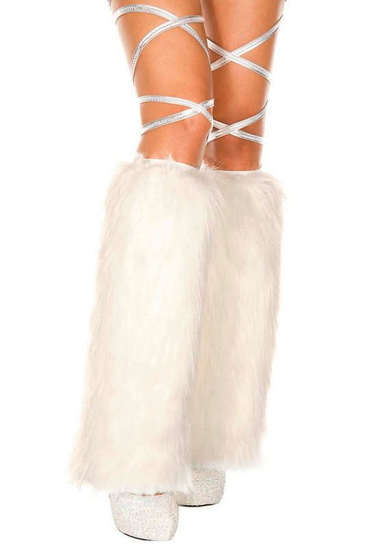 White Faux Fur Leg Warmers