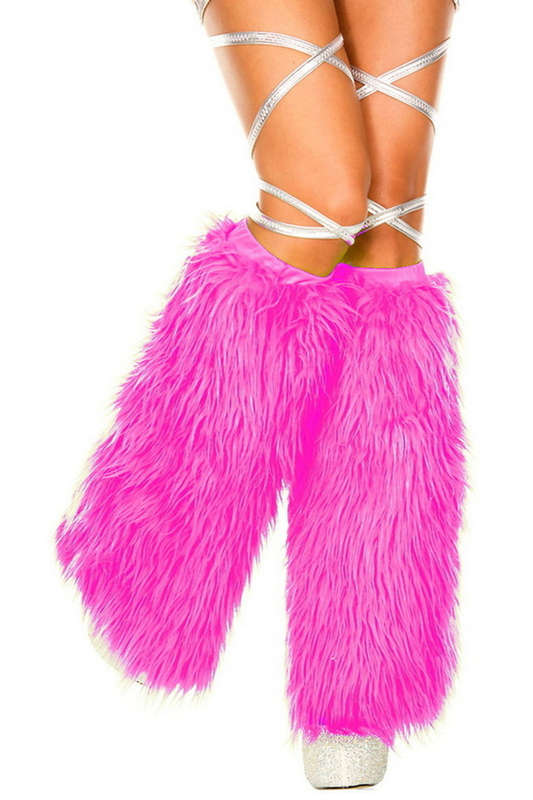 Neon Pink Faux Fur Leg Warmers