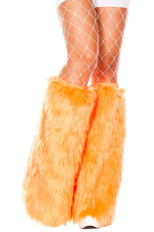 Neon Orange Faux Fur Leg Warmers