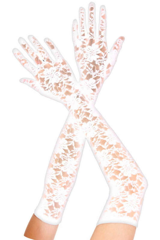 White Extra Long Lace Gloves