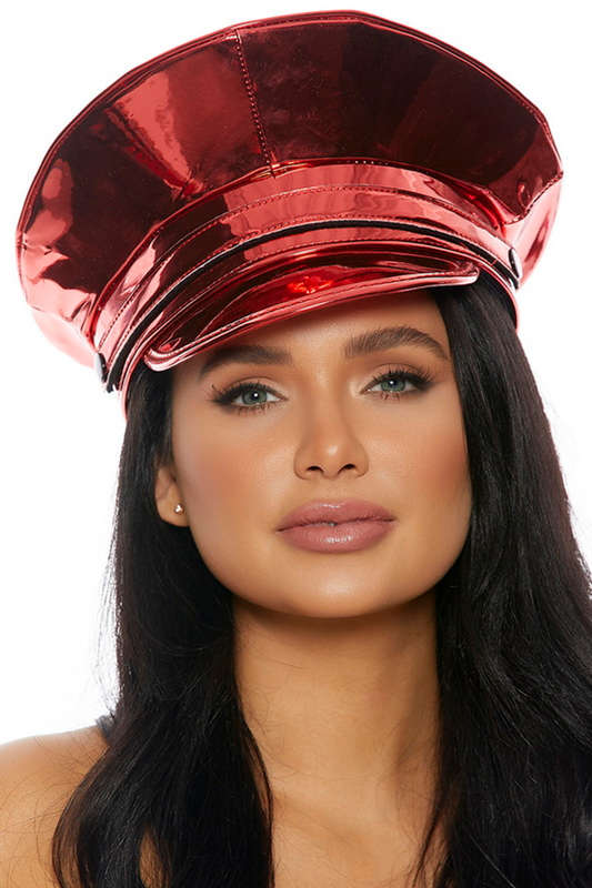 Red Metallic Costume Cop Hat
